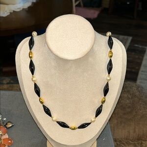 Vintage Napier Elegant Black and Gold Necklace